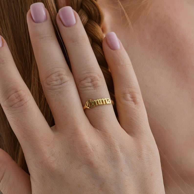 Kaze Personalised Smooth Name Engraved Ring | Custom Name Ring in Silver, Gold &amp; Rose Gold