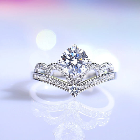 S925 Sterling Silver 1-Carat Moissanite Queen Crown Ring