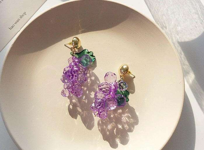 Kaze Grape Cluster Statement Earrings | Chic Fruit-Inspired Drop Earrings