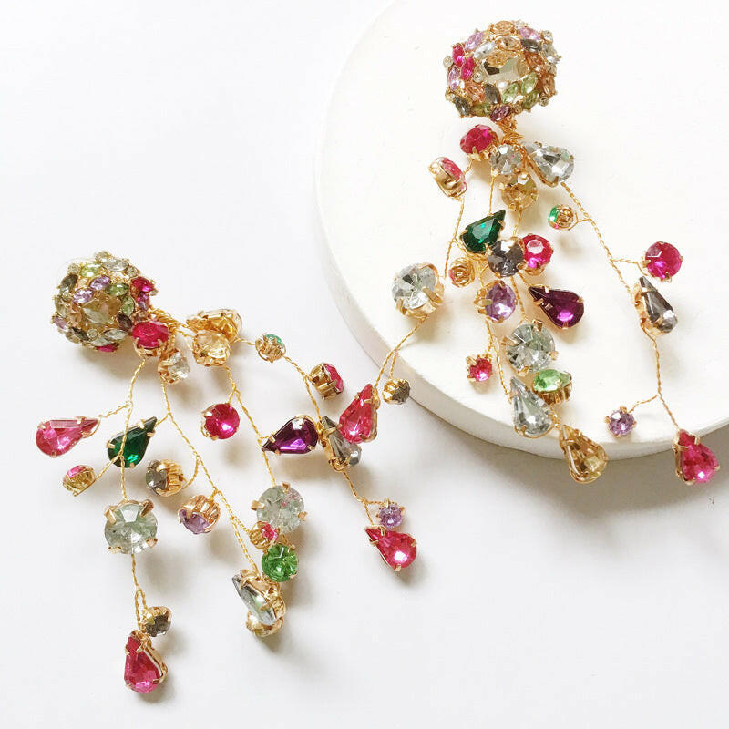 Kaze Rhinestone Flower Earrings | Colourful Floral Crystal Stud Earrings