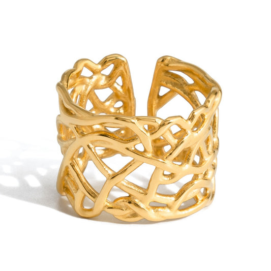 Kaze 18K Gold-Plated Lightweight Pearl Titanium Ring | Pearl Ring in Ring A, B &amp; C Styles