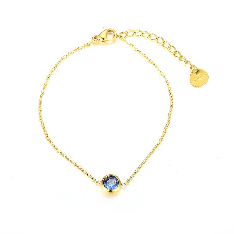 Kaze Multicoloured Zircon Bracelet | 18K Gold Titanium Steel Gemstone Bracelet Blue