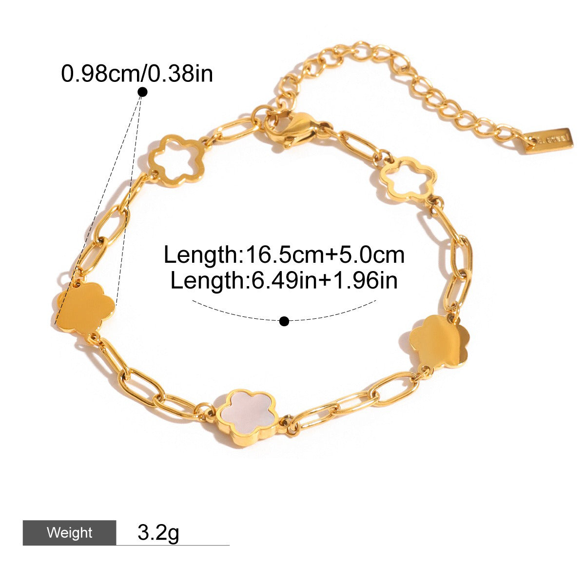 Kaze OT Buckle Geometric Floral Necklace &amp; Bracelet Set | 18K Gold Titanium Steel Jewellery Bracelet
