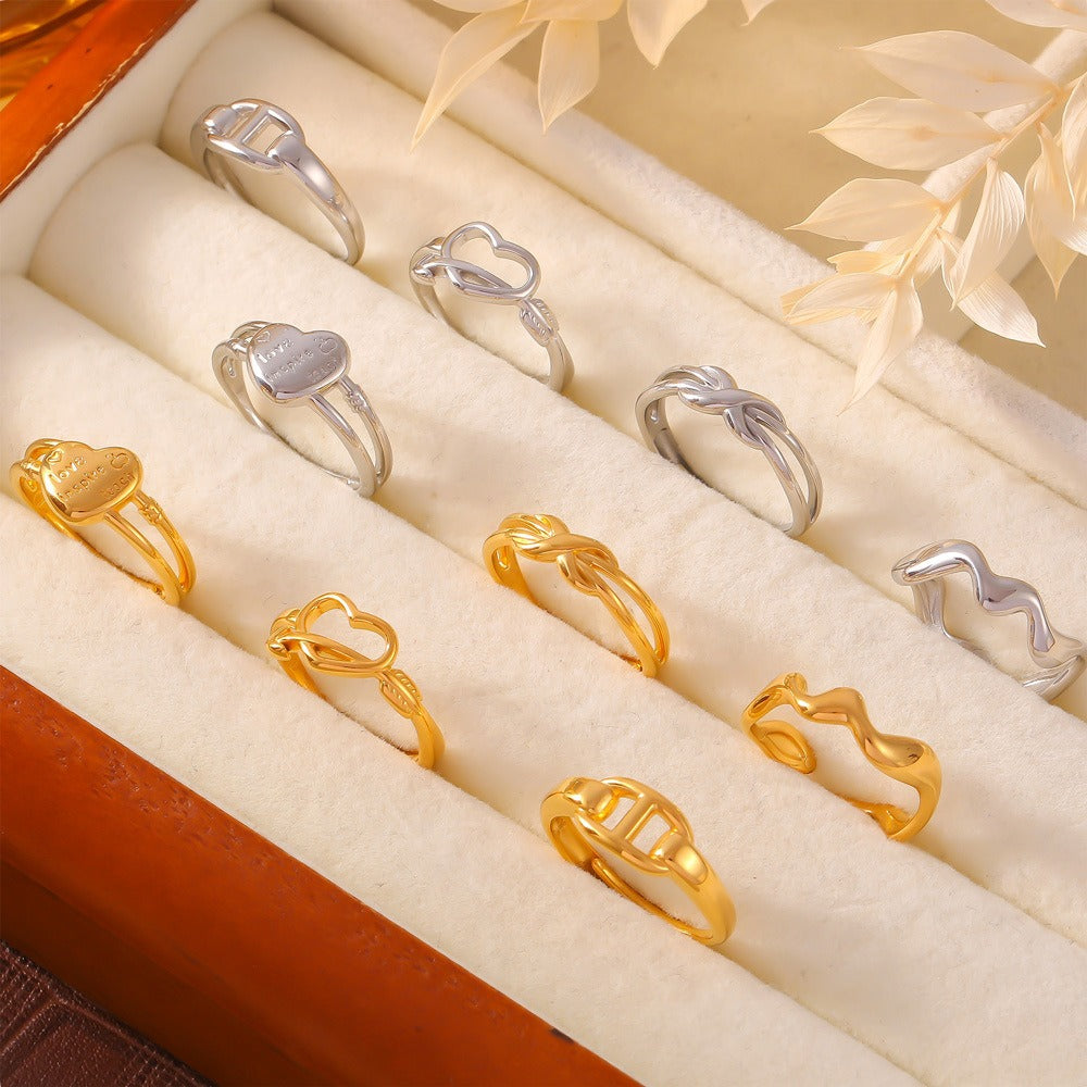 Kaze Simple Geometric Versatile Ring | 18K Gold PVD Stainless Steel Ring in 10 Styles