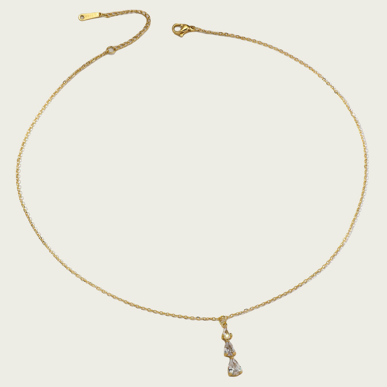 Kaze Zircon Water Drop Pendant Necklace | Teardrop Zircon Necklace in Gold &amp; Silver