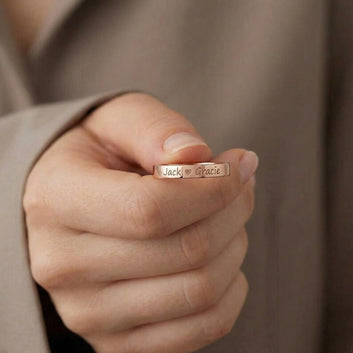 Kaze Customized Smooth Name Engraving Ring | Personalised Band Ring in Silver, Gold &amp; Rose Gold