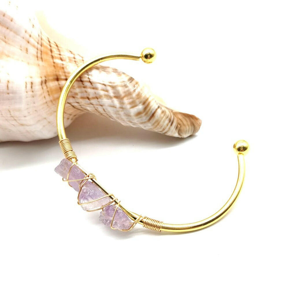 Kaze Braided Natural Gemstone Crystal Bracelet | Handcrafted Adjustable Bracelet with Gold-Plated Accents