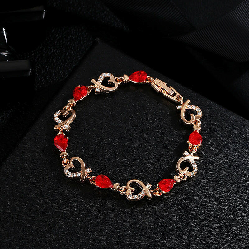 Kaze Hollow Love Rhinestone Heart Bracelet | Copper Adjustable Romantic Bracelet in 6 Styles
