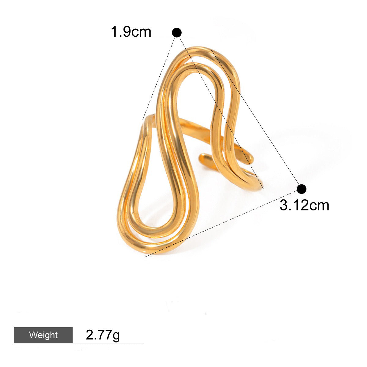 Kaze Luxury Modern Geometric Ring Collection | 18K Gold Ring in 9 Distinct Styles Style C-02