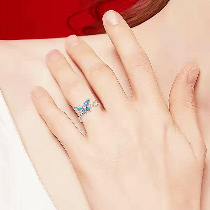 Kaze Rotating Butterfly Fidget Ring | Electroplated Copper Spinning Ring for Women