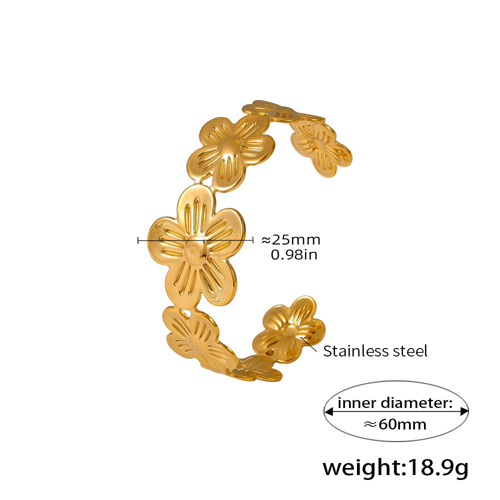 Kaze Flower-Shaped Textured Bracelet | 18K Gold Floral Bracelet in 10 Style Variants Style B-86