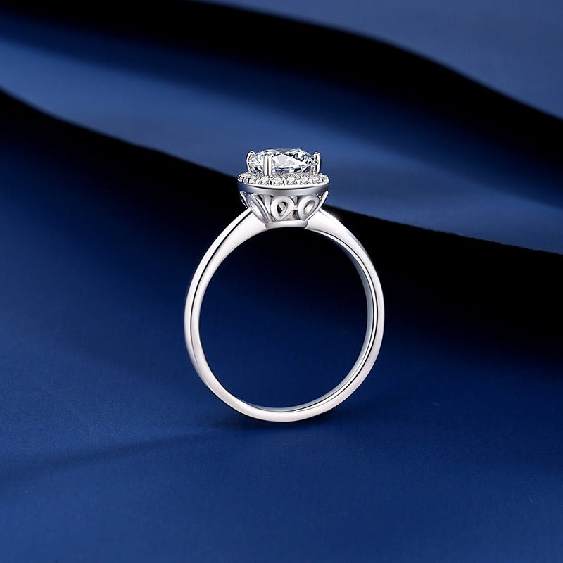 Kaze S925 Four-Prong Square-Cut Moissanite Sugar Cube Ring | Sterling Silver Ring Sizes 5–9 US