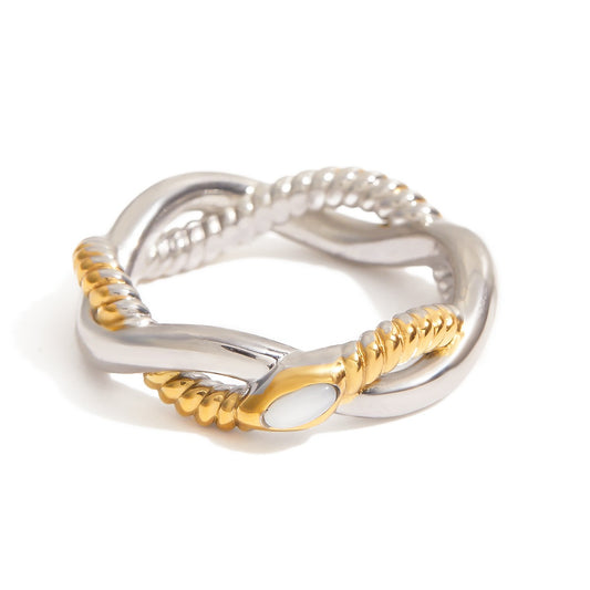 Kaze 18K Gold Snake Ring in Titanium Steel | Serpent Ring in Ring A, B &amp; C Sizes 6–8 US