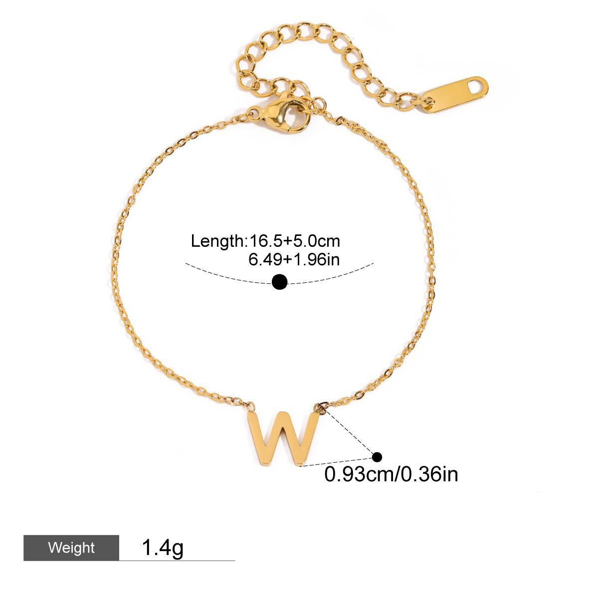 Kaze 18K Gold Customizable English Letter Pendant Bracelet | Personalised Initial Bracelet A–Z Style W