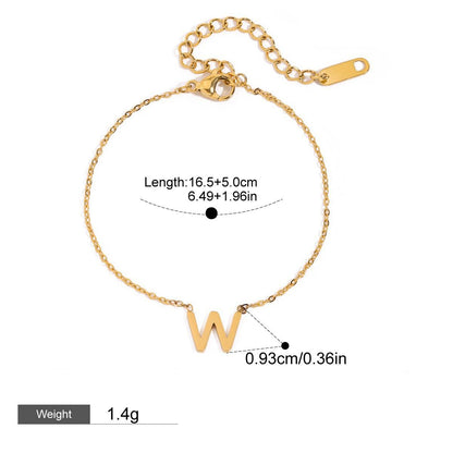 Kaze 18K Gold Customizable English Letter Pendant Bracelet | Personalised Initial Bracelet A–Z Style W