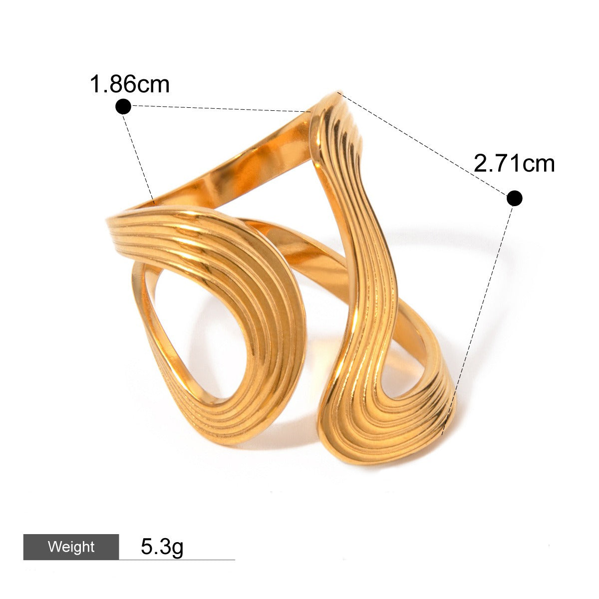 Kaze Luxury Modern Geometric Ring Collection | 18K Gold Ring in 9 Distinct Styles Style E-30