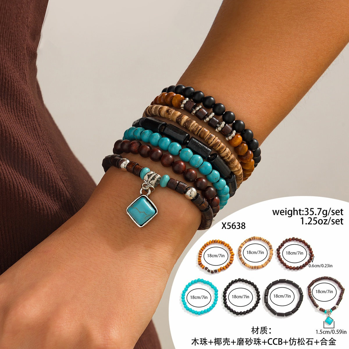 Kaze Retro Ethnic Bull Head Turquoise Beaded Bracelet | S925 Silver Artisan Ethnic Bracelet in 9 Colours Color Mixing38