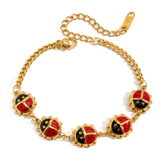 Kaze Ladybug Necklace &amp; Bracelet Set | 18K Gold Classic Ladybug Jewellery Set