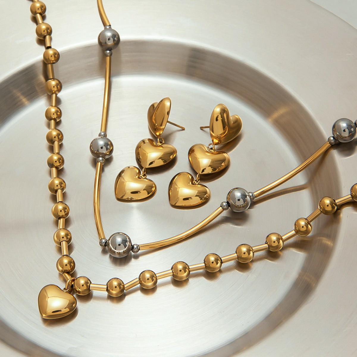 Kaze 18K Gold Exquisite Flower Necklace, Earrings and Bracelet Set | 13-Piece Botanical Jewellery Collection