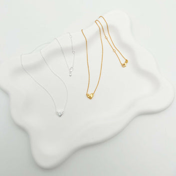Kaze Flowing Heart-Shaped S925 Sterling Silver Necklace | Gold &amp; Silver Heart Pendant