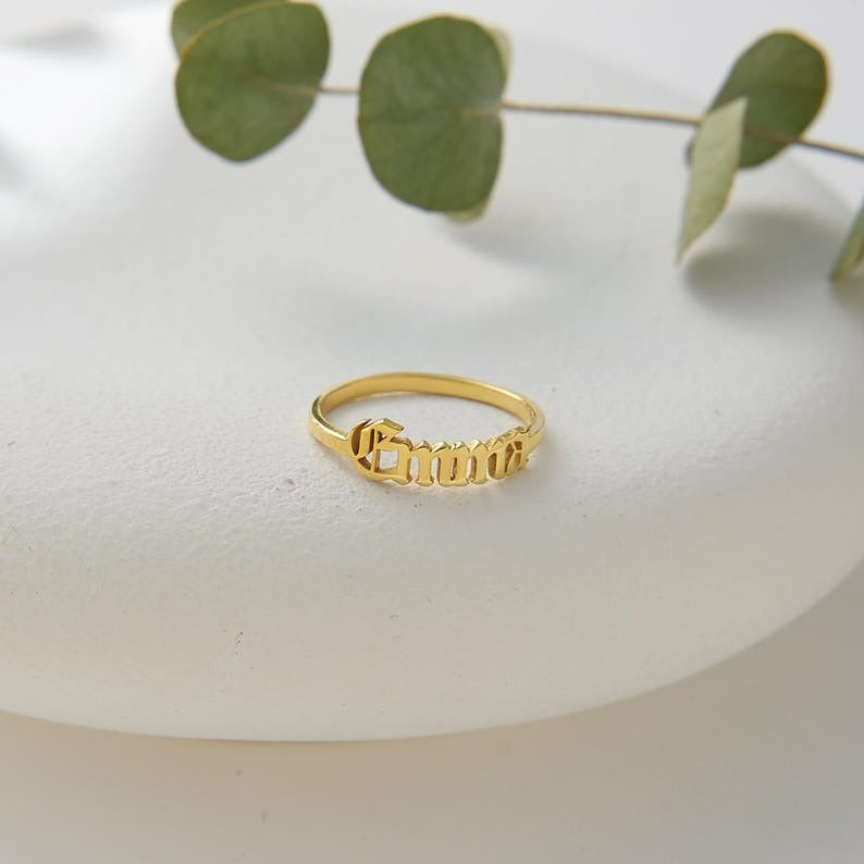 Kaze Personalised Smooth Name Engraved Ring | Custom Name Ring in Silver, Gold &amp; Rose Gold