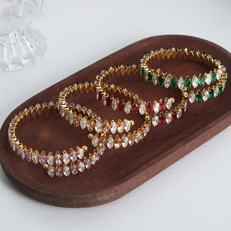 Kaze 18K Gold Gemstone Dazzling Bracelet | Luxury Gemstone Bracelet in 14 Colour Variants