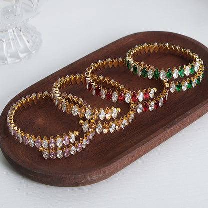 Kaze 18K Gold Gemstone Dazzling Bracelet | Luxury Gemstone Bracelet in 14 Colour Variants