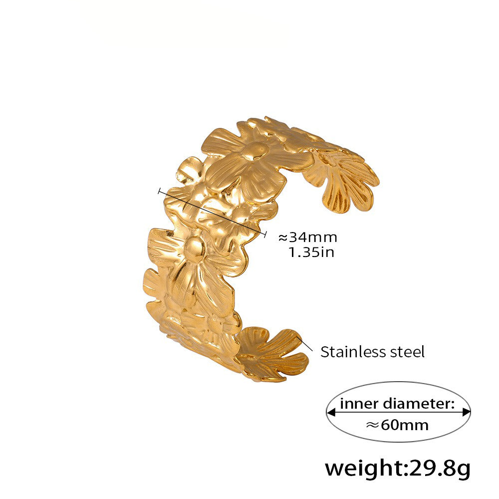 Kaze Flower-Shaped Textured Bracelet | 18K Gold Floral Bracelet in 10 Style Variants