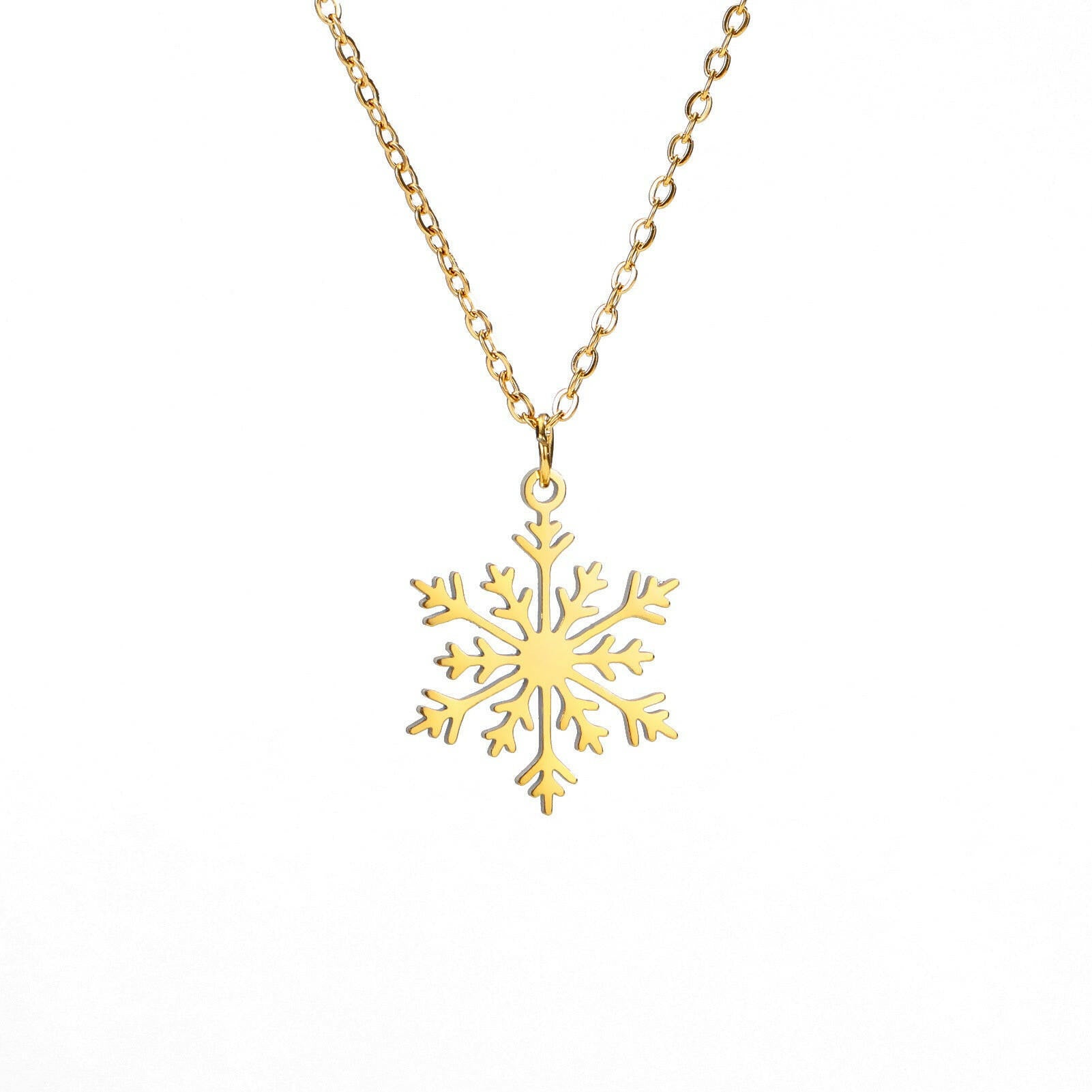 Kaze Elegant Snowflake Pendant Necklace | Titanium Steel Adjustable Necklace in Silver &amp; Gold Gold