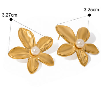 Kaze Flower Earring and Ring Set | 18K Gold Floral Stainless Steel Set in Gold &amp; Two-Tone Earring Gold