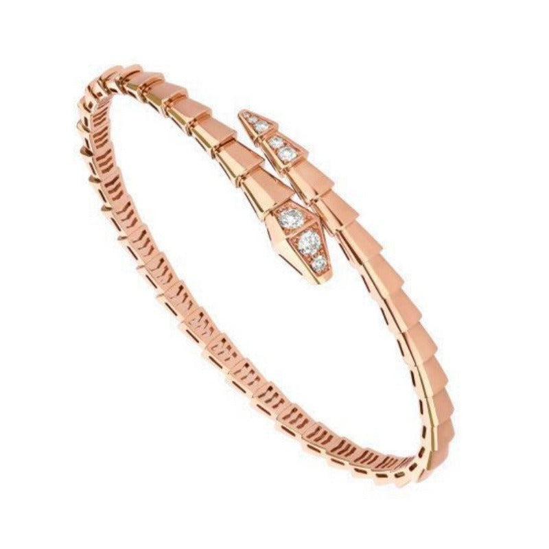 Kaze Snake Bone Diamond Bracelet | 18K Gold Serpent Bracelet in Gold, Rose Gold &amp; Silver A spirit snake with a drill at its head and tail