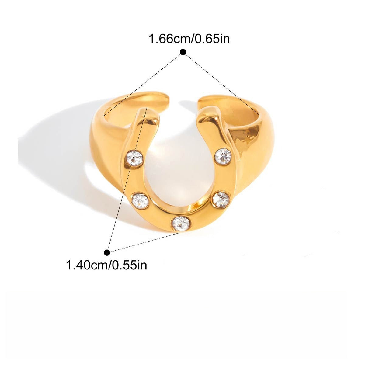 Kaze 18K Gold-Plated Inlaid Cubic Zirconia Titanium Ring | Sparkling Ring in Ring A, B &amp; C Ring C Adjustable