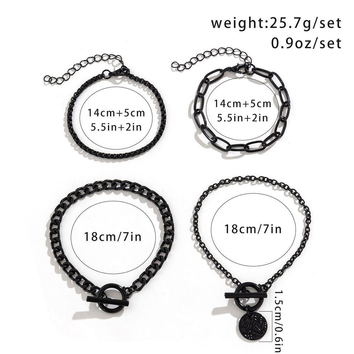 Kaze Halloween Black Coin Charm Bracelet | Gothic Statement Bracelet