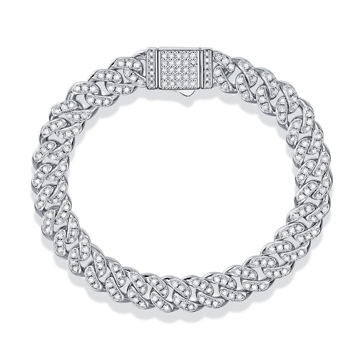 Kaze Cuban Chain Diamond Inlay Bracelet | Luxury Diamond-Set Fashion Bracelet in 5 Sizes
