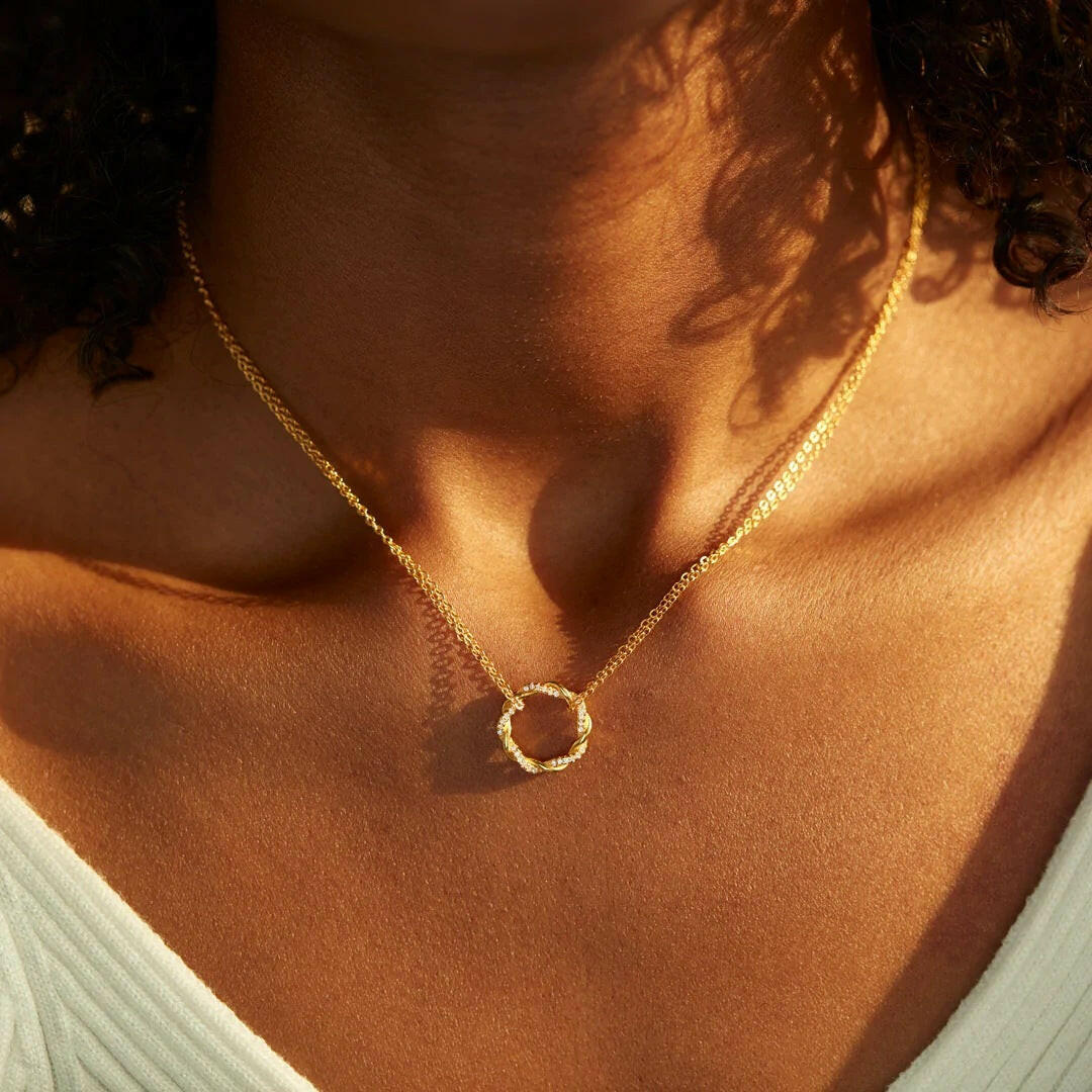 Kaze Twisted Nail Pendant Necklace | S925 Yellow Gold Sterling Silver Necklace