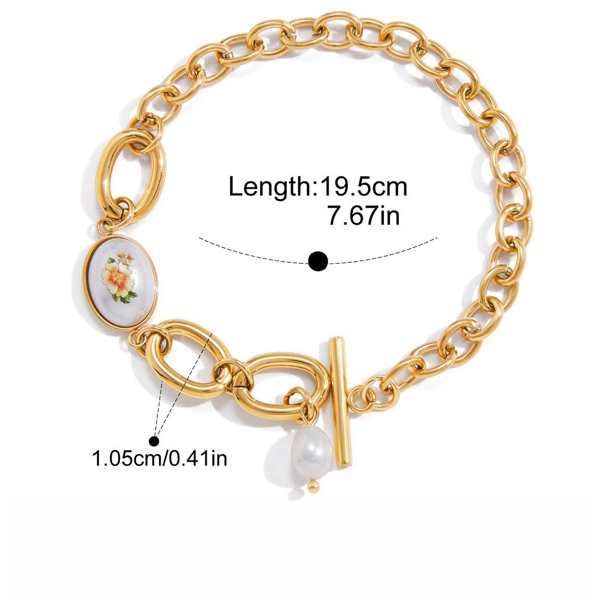 Kaze Pearl &amp; Titanium Bracelet | 18K Gold-Plated Freshwater Pearl Bracelet Bracelet A