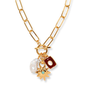Kaze Multi-Pendant Coloured Gemstone Necklace | 18K Gold Charm Necklace in 4 Styles Star Necklace