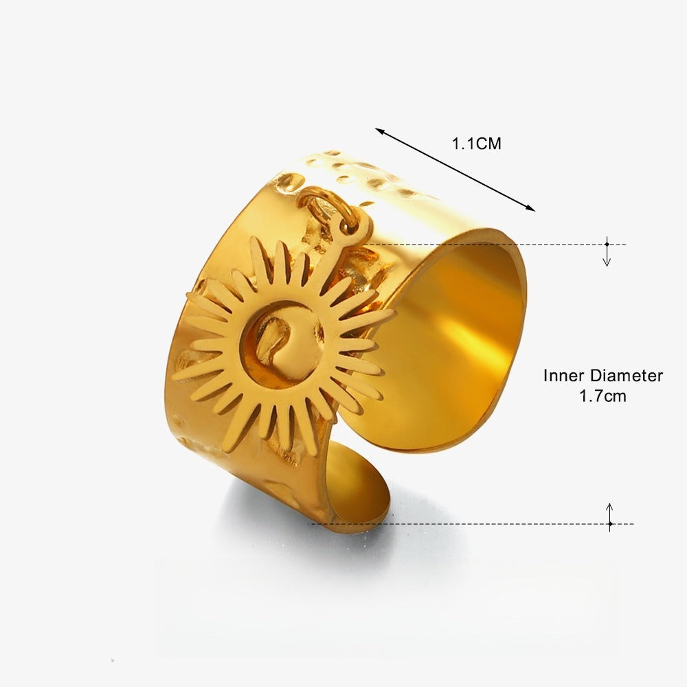 Kaze 18K Gold Geometric Circular Titanium Ring | Adjustable Gold Ring in Ring A &amp; B Ring B Adjustable