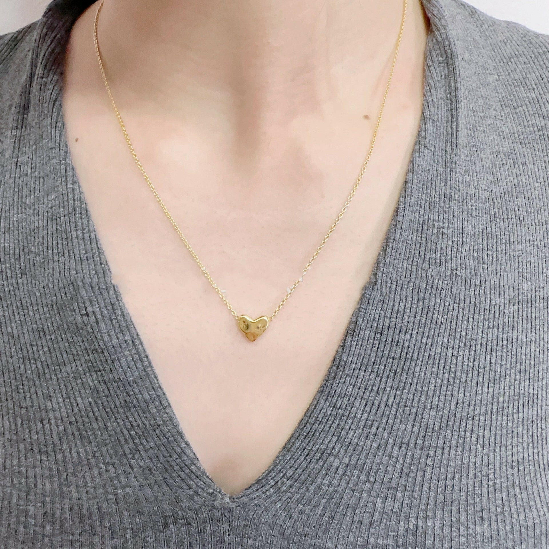 Kaze Flowing Heart-Shaped S925 Sterling Silver Necklace | Gold &amp; Silver Heart Pendant