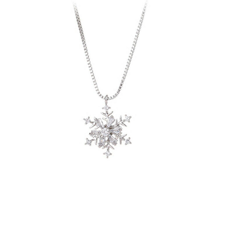 Kaze Zircon Ice Crystal Snowflake Necklace | Silver, Gold &amp; Rose Gold Pendant Necklace