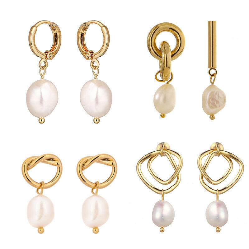Kaze Gold Circle Pearl Drop Earrings | 14K Gold Freshwater Pearl Earrings