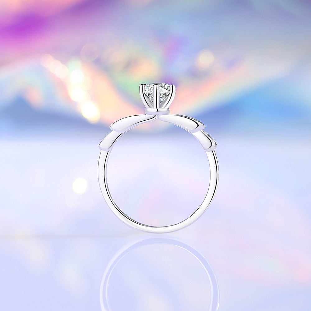 S925 Sterling Silver 0.5ct Moissanite Petal Ring