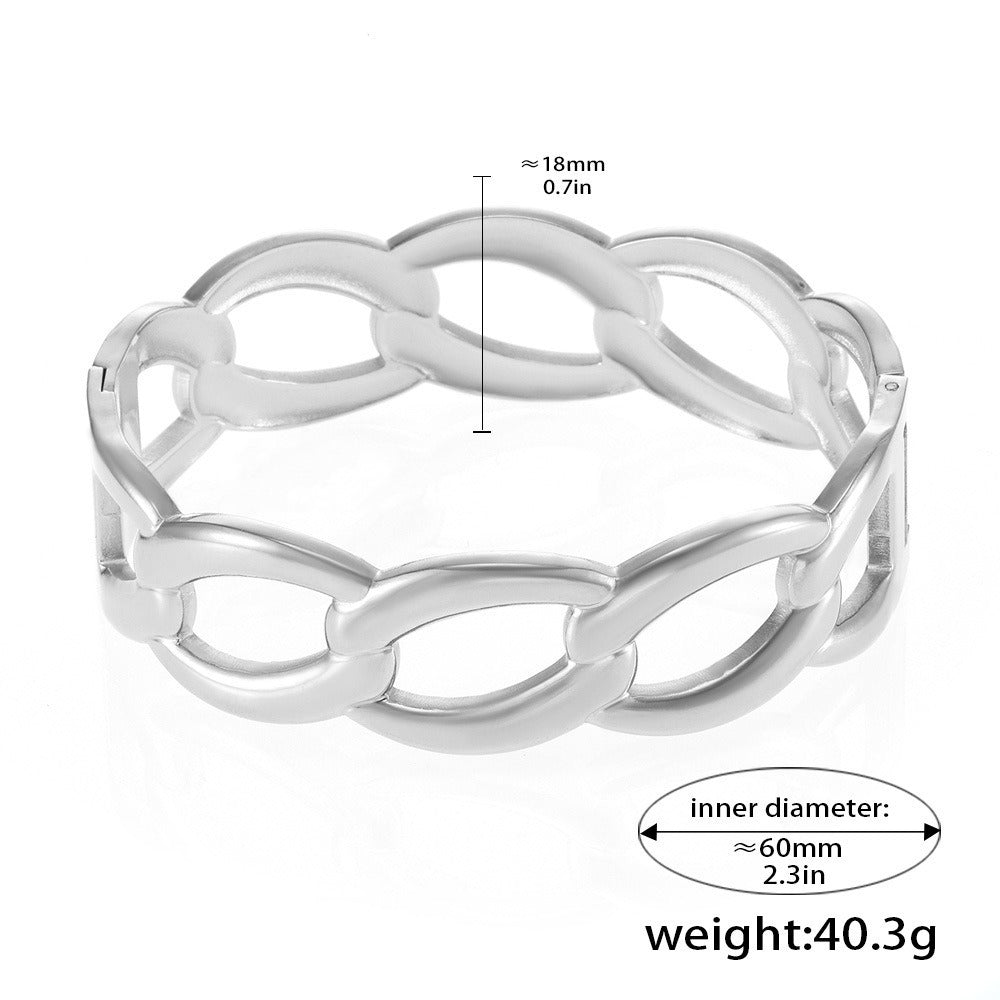 Kaze Geometric Hollow Design Bracelet | 18K Gold Statement Bangle — 12 Style Variants