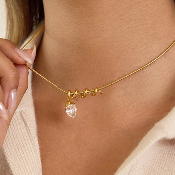 18K Gold-Plated Small Spiral Titanium Steel Necklace with Cubic Zirconia