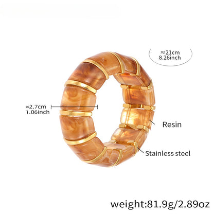 Kaze 18K Gold Luxury Resin Elastic Cord Bracelet | Premium Resin Bracelet in 10 Colours Khaki