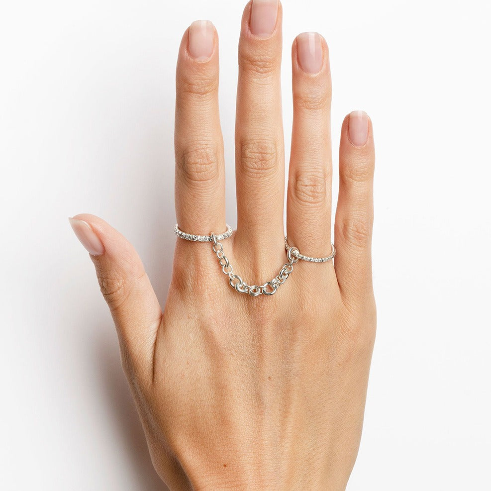 Kaze Double Ring Chain Design Titanium Ring | Modern Minimalist Linked Ring