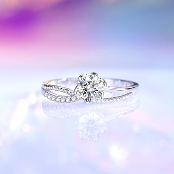 Kaze S925 Artistic Line Six-Prong Moissanite Ring | D-Color Sterling Silver Ring Sizes 5–9 US