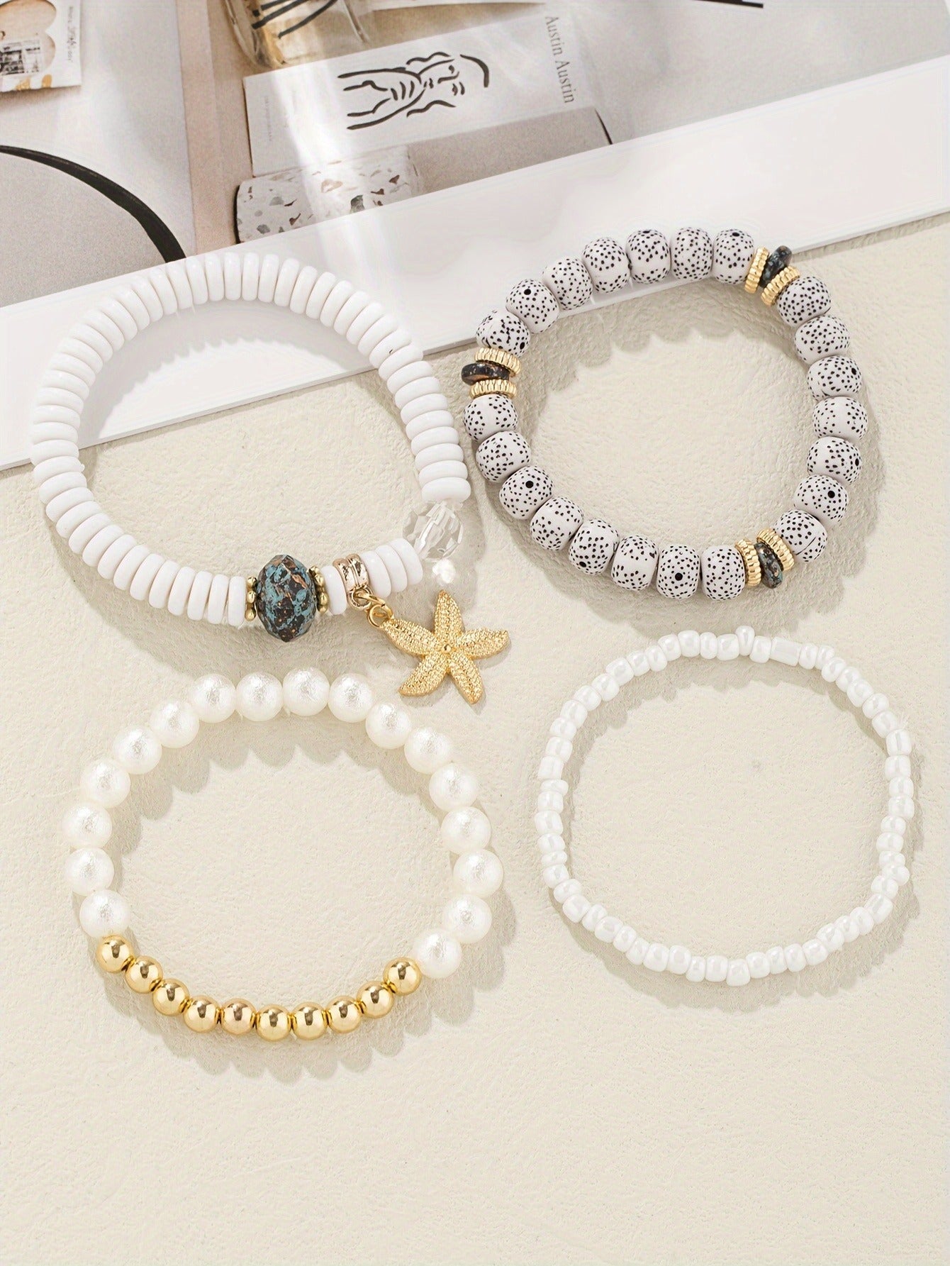 Kaze Multi-Layer Pearl Ethnic Bracelet | Adjustable Pearl Stacking Bracelet for Women Bracelet C