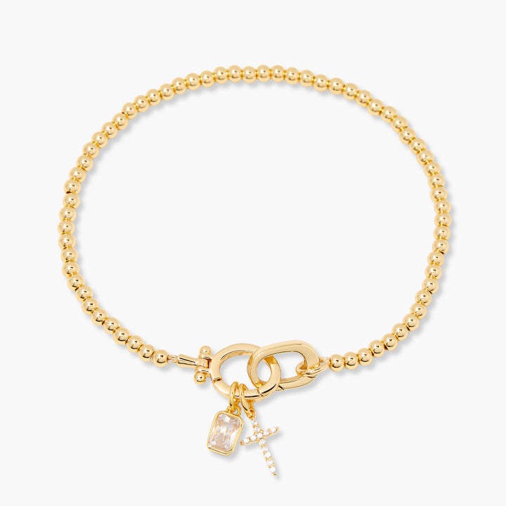 Kaze Moonstone Heart Knot Birthstone Bracelet | 18K Gold Personalised Bracelet January