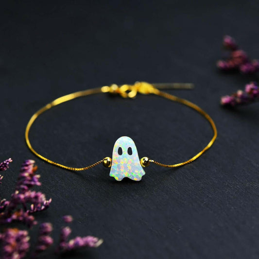 Kaze Ghost S925 Sterling Silver Pendant Necklace | Unisex Box Chain in White, Black, Gold &amp; Rose Gold White Ghost Gold Bracelet